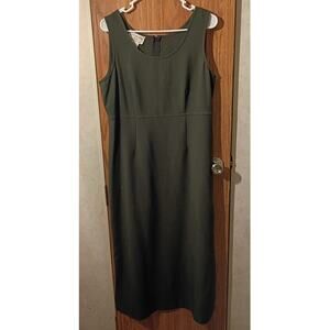 Vntg karin stevens petites green check dress midi maxi sheath career 10p y2k